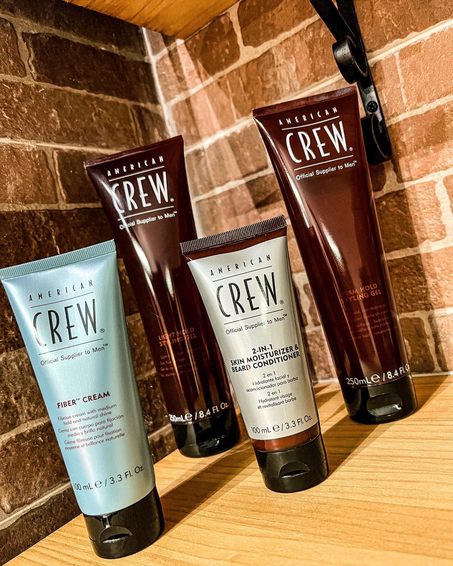 American Crew styling products on the shop shelf